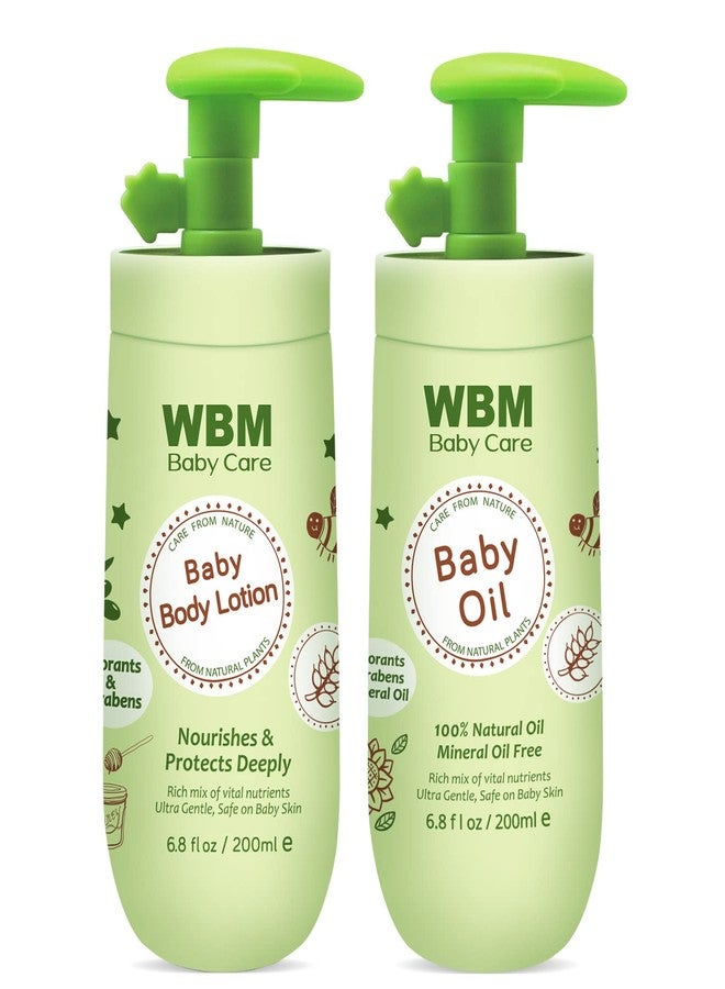 WBM Baby Oil & Baby Lotion Set For Soft and Healthy Skin Care, Moisturizing & Nourishing Newborn Essentials With 100% Natural Ingredients and Vitamin E - Image 1